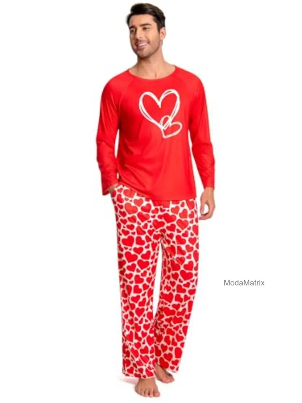 Matching Pajama Set for Couples Long Sleeve Sleepwear Pockets
